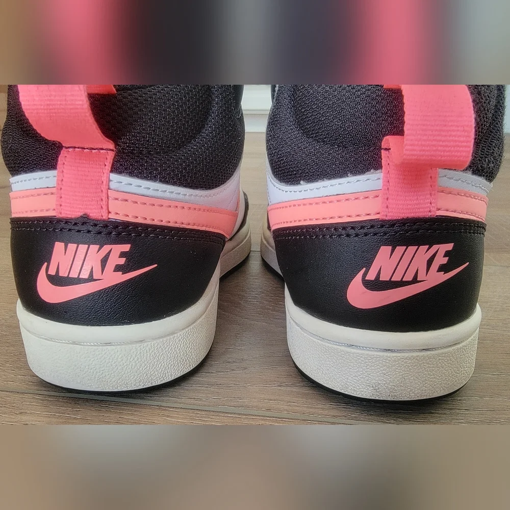 Nike Girls Girls 4.5Y Black White Pink Court Borough Mid 2 High Top Sneakers